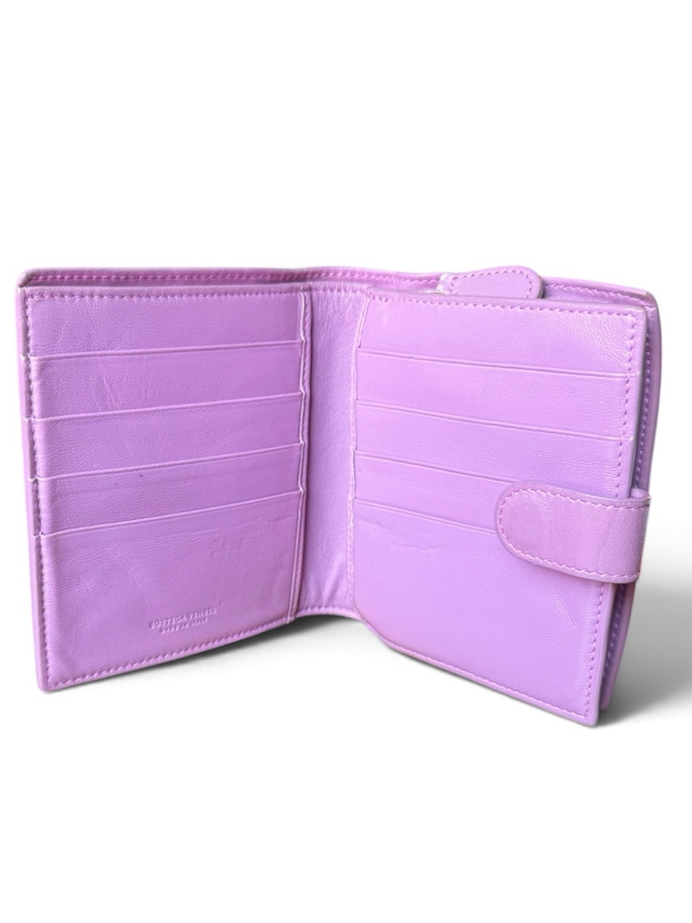 Bottega Veneta Vintage Purple Intrecciato Nappa Soft Leather Bifold Wallet w Zip